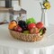 Natural Water Hyacinth Storage Oval Baskets with Black Handles for Serving or Decoration